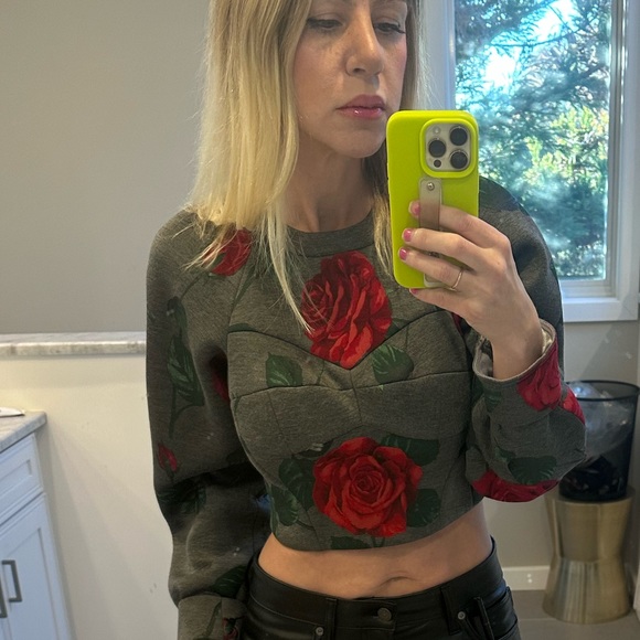 Dolce & Gabbana Rose Bustier Cropped Rose Sweatshirt - Picture 5 of 14